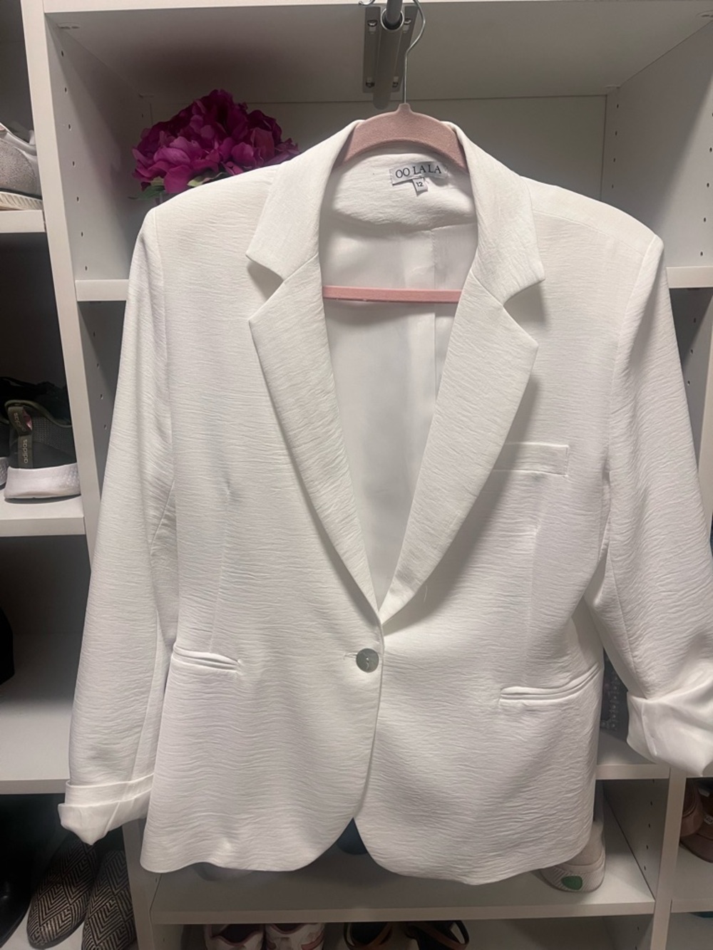 OO LALA White Single-Button Notch Lapel Blazer